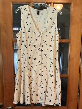 Universal Thread Cream Dress with Navy Floral